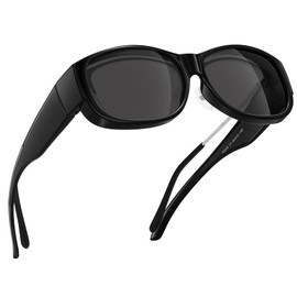 CARFIA CF3020S Men's Women's UV400 Sunglasses for Glasses Wearers, Slip-On Polarised Rectangular Sunglasses for Driving, black