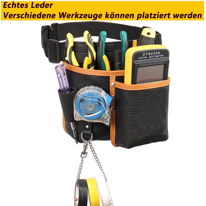 quipuda Men's Tool Belt Genuine Leather Tool Belt Bag with