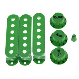 KAISH Green ST Strat Pickup Covers Knobs and 5 Way Switch Tip Cap