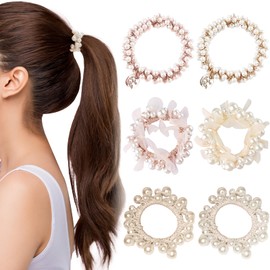 ZOCONE 6 Stück Perle Haargummis Kristall Haargummis Damen Elastisch Zopfgummi Mädchen Haargummi, Modischer Pferdeschwanz Halter für Thick Hair and Curly Hair