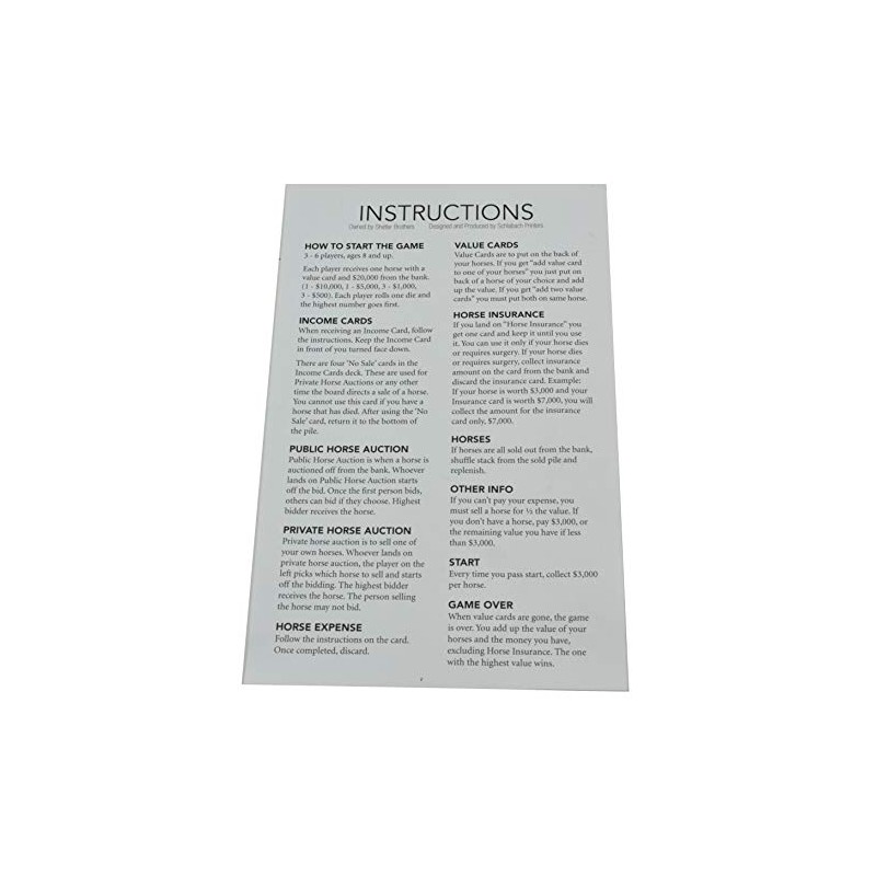 Horse Farm Board Game by Shetler Brothers