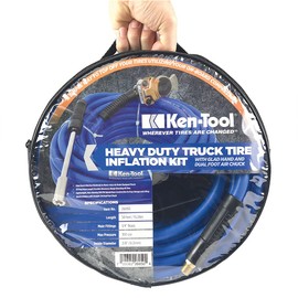 Ken-Tool Hybrid AIR Hose 3/8", 50' Long Truck INFLATOR, Glad Hand and Dual Foot Chuck