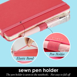 NIRMIRO 3 Pack Small Journal Notebook with Pen, Mini Pocket Leather Notepad Notebook 3.7" x 5.7" with 408 Pages, Ribbon Bookmark, Pearlescent Pink