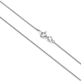 Aka Gioielli Venetian Chain 925 Sterling Rhodium-Plated 1 mm Fine Silver Chain Women and Ladies Necklace in 40 45 50 55 60 70 cm, Sterling Silver