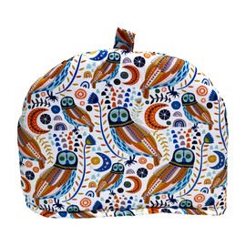 Handmade Folk Folki Owl Orange Blue Tea Cosy
