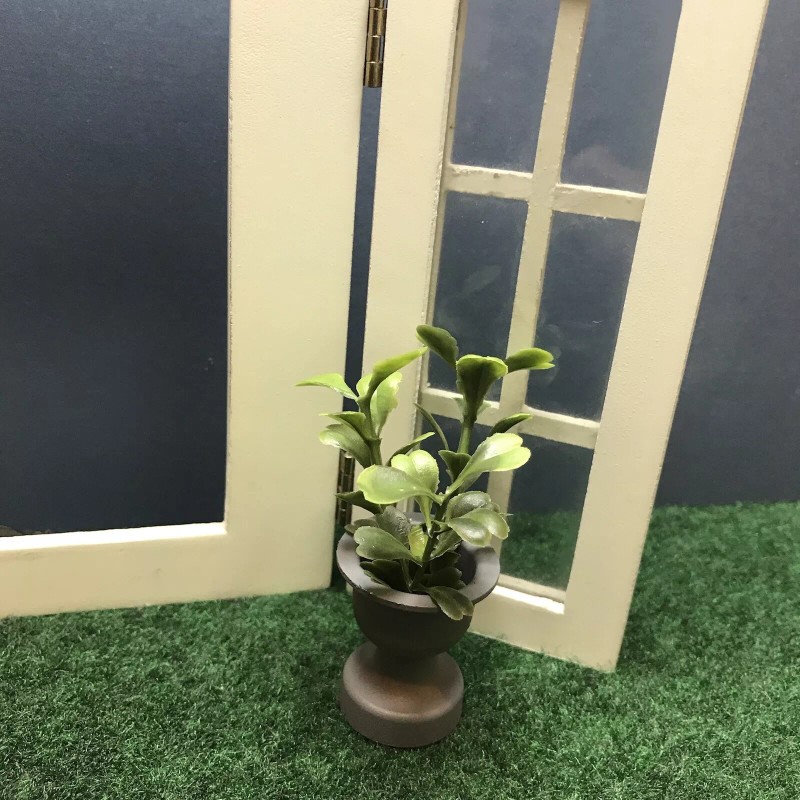 unknown Pair 1:12 Grey Plastic Planters Miniature Dollhouse 3” tall