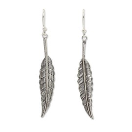 NOVICA Artisan Handmade Sterling Silver Dangle Earrings Unique No Stone Thailand [2.1 in L x 0.3 in W] ' Fly Free'
