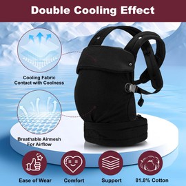 Baby Carrier Newborn to Toddler - Ergonomic Baby Holder 7-45lbs, Cozy Baby Wrap Carrier Infant Carrier Front and Back Carry Backpack, Adjustable Neck Support, Ideal for Hands-Free Parenting,Black