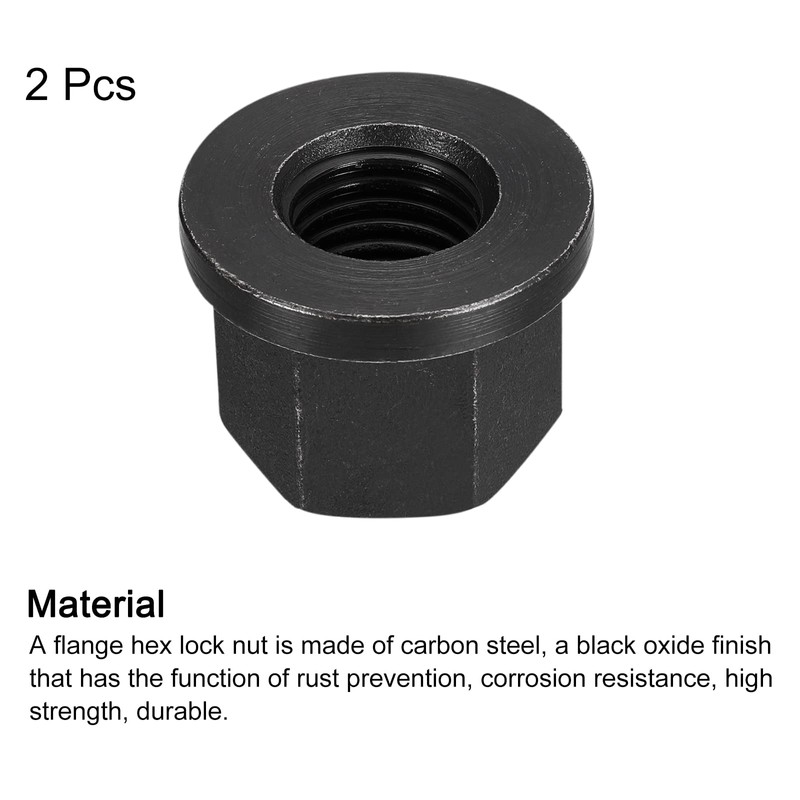 sourcing map M20 Flange Hex Nuts, 2pcs Grade 8.8 Carbon