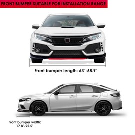 x xotic tech Front Bumper Lip Chin Spoiler Splitter Diffuser Protector Body Kit with Adjustable 8"-11" Support Rod Compatible with Honda Accord Civic or VW MK5 MK6 MK7 Kia Optima Carbon Black w/Blue