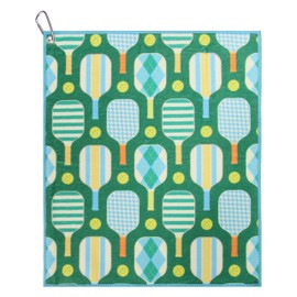 Millie Rose Pickleball Towels in Fashionable Prints - Cute 15x17 inch Microfiber & Cotton Athletic Towels with Carabiner Clip - Pickleball Accessories, Pickleball Gifts (Arglye Pickle)