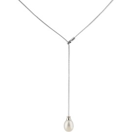 Anthony Vincent Collar Perla Cultivada Natural Collar Blanco Tamaño 7-7.5 mm Largo 40 cm con Broche de Plata de Ley .925 Baño Rodio. Regalo para Mujer Novia Esposa Mama!
