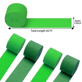 patypire Light Green and Dark Green Crepe Paper Streamers 4 Rolls 328ft, Pack of Party Streamers for Party Decorations, Crepe Paper for Birthday, Baby Shower, Wedding Party Decorations (1.8 Inch x 82 Ft/Roll)