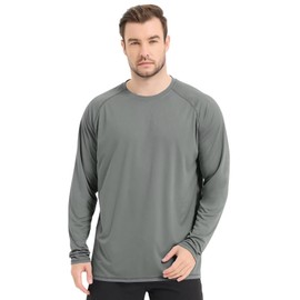Sillictor Running Tops for Men Long Sleeve UPF 50+ Quick Dry Polyester Sports Gym T Shirts Men UV Sun Protection Tops for Swimming Football Hiking Fishing Shirts,Cool Wicking 3020 Grey L