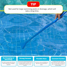 Hot Tub Vacuum Spa Vac, Cordless Spa Vacuum Cleaner Manual Operation, Powerful Suction Handheld Swimming Pool Cleaner with Flexible Hose and Wand for Dirt Grass and Other Debris