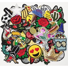 Libiline 20/50/100pcs Random Assorted Styles Embroidered Patch Sew On/Iron On Patch Applique Clothes Dress Plant Hat Jeans Sewing Flowers Applique DIY Accessory (Assorted-Style 5) (100)