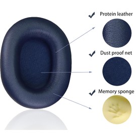 Replacement Ear Pads Compatible with Sony WH-1000XM5 Noise-canceling Headphones, Akkiv Replacement Ear Pads Made of Protein Leather and Memory Foam (Blue)