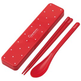 Skater CCS3SAAG-A Combination Set, Chopsticks and Spoon Set, Antibacterial, Casmine, Red, Made in Japan, 7.1 inches (18 cm)