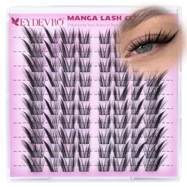 EYDEVRO Manga Lash Clusters Natural Cat Eye Lashes Wispy Cluster Eyelash Extensions Fairy Cluster Lashes C Curvature Eyelash Clusters Individual Lashes Reusable DIY Lash Extensions at Home