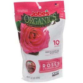 Jobe's Organics Rose Fertilizer Spikes, Organic Plant Fertilizer for Rose, Hydrangea, Hibiscus, Azalea, and Other Flowering Shrubs, 10 Count