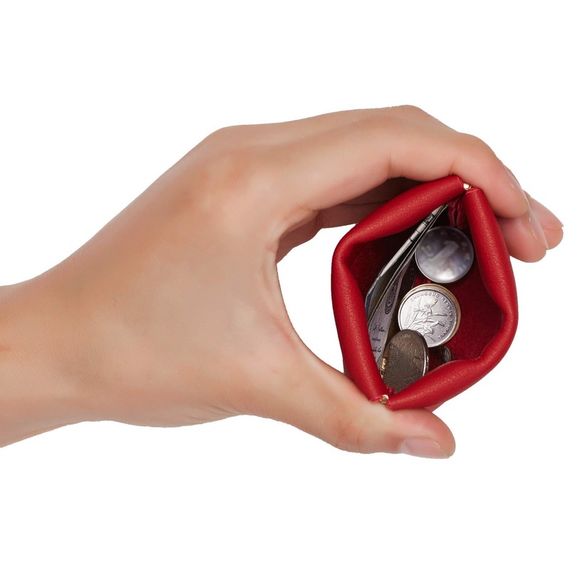 Travelambo Leather Squeeze Coin Purse Pouch Change Holder For Men