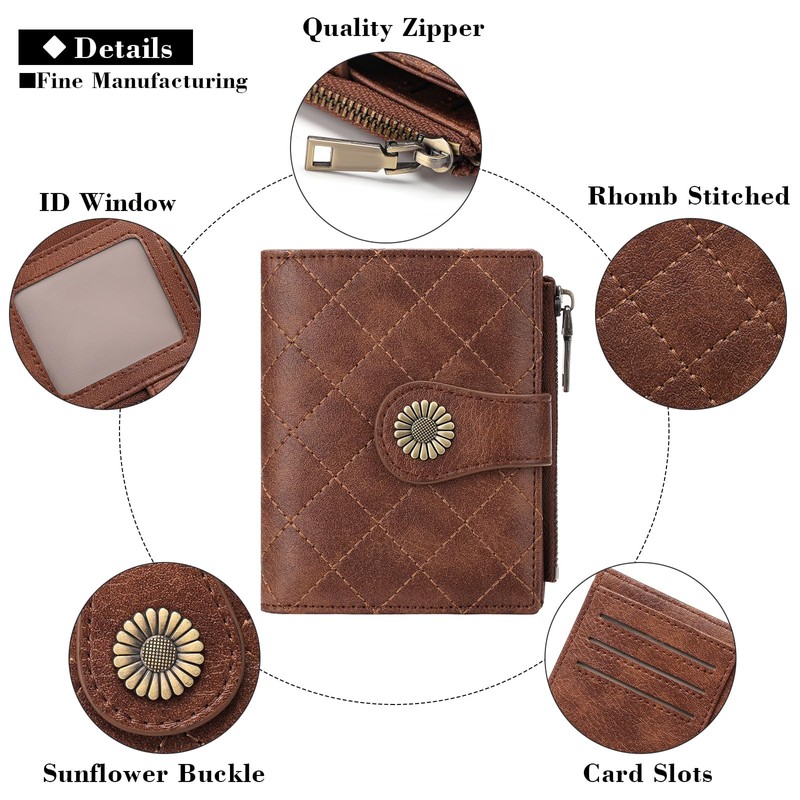 FALAN MULE Small Wallet for Women Bifold RFID Blocking Leather