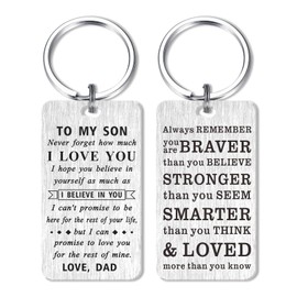 MOQIYXL Son Father's Day Keychain Gifts from Mom, Inspirational Birthday Gifts for Son Adult