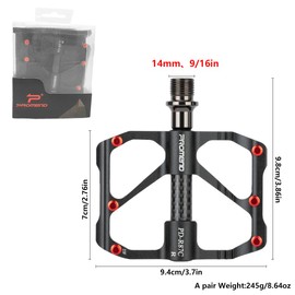 Aluminum Alloy & Carbon Fiber MTB Pedals - 9/16" Sealed 3-Bearing System | Lightweight Non-Slip Platform for Road, Mountain & BMX Bikes (Black, Road Bike)
