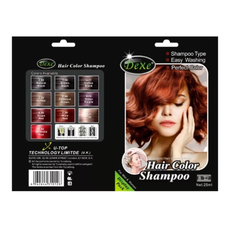 Dexe Shampoo Con Tinte Instantáneo Facil Hogar Color Rojo