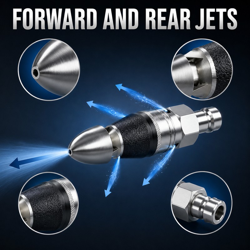 High-Pressure Pipe Cleaning Nozzle for Sewer and Drain Maintenance -