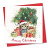 Christmas Card. Kitten under Tree Design. Eco-friendly & UK Made.