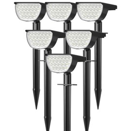 GKGG Solar Lights Outdoor Waterproof IP65, Solar Powered 76 LED 3 Lighting Modes Solar Spot Lights Outdoor for Yard Garden Landscape Pathway (Cool White, 6 Pack)