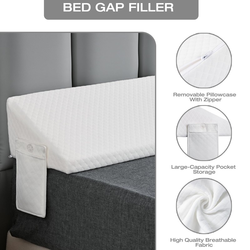 King Size Bed Wedge Pillow Gap Filler/Headboard, Long Triangle Edge