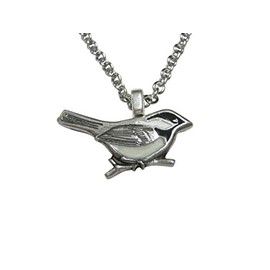 Kiola Designs Chickadee Bird Pendant Necklace, white, beige, black