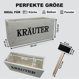 Menola Herb Box with 2 x Herb Signs, White, Herb Garden for the Windowsill, Balcony and Patio, Kitchen Herb Pot as Kitchen Decoration