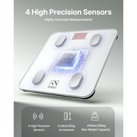 FITINDEX Smart Scale for Body Weight, FSA&HSA Eligible, Scale with BMI, Body Fat, Muscle Mass, Bluetooth,13 Body Composition Analyzer, Sync APP, Digital Bathroom, 400lb, White