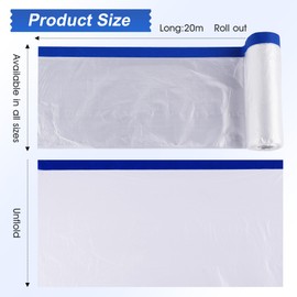 LLPT Tape and Drape Pre-Taped Masking Film | Versatile Painter's Plastic Dust Sheets for Auto Wall Furniture Painting and Spraying Protection (MFTB2002) | 200cm(Unfolded) x 20m | 2 Pack