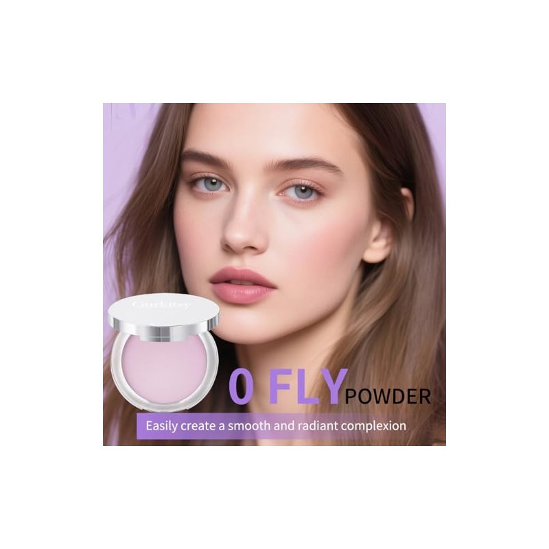 Polvo Compacto, 0.3 oz (8.5 g) Polvo Morado Mate, Crema Fijadora, Control