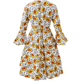 SHENBOLEN Women African Print Dresses Autumn and Winter Long Sleeves Ankara Dress(XXXX-Large,Multicolored)