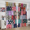 Patchwork Curtains, Hippie Patchwork Pattern Flowers Window Treatments, Retro Rod