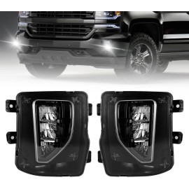 Mayello Pair For 2016-2018 Chevy Silverado 1500 LED Smoke Bumper Fog Light Lamps LH RH
