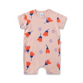 Sanetta Girls Jumpsuit Pink | Practical and Comfortable Cotton Romper for Girls Baby Romper with Floral Print | Baby Jumpsuit, Rose skin