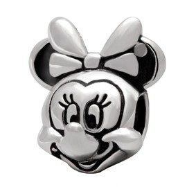 Beads R Us ® - Minnie Mouse Charm/Bead in Solid Sterling Silver Hallmarked 925, Compatible with all European style Charm Bracelets and Necklaces.
