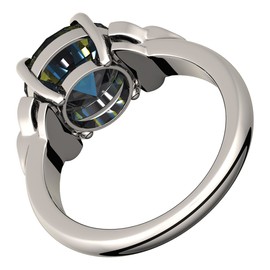 GWG Jewellery 925 Sterling Silver Ring with Large Topaz Rainbow Stone Graced with Celtic Trinity Knots on Sides – 6 in Gift Box for Women