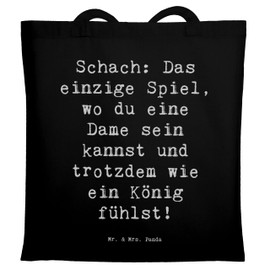 Mr. & Mrs. Panda Carry Bag Chess Lady and King - Gift, Chess Passion, Game, Board Game, Logic Game, Laptop Bag, Tradition, Swimming, Shopping Bag, Bag, Jute Bag, Shopper, Fitness, black