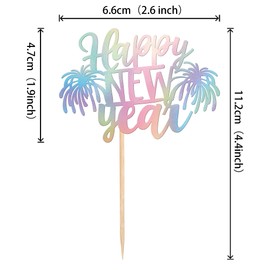 24 piezas de adornos para cupcakes 2024 Feliz Año Nuevo 2024 con purpurina para fuegos artificiales 2024 Hello 2024 para bienvenida, 2024, Feliz Año Nuevo, día festivo, decoración de pasteles,