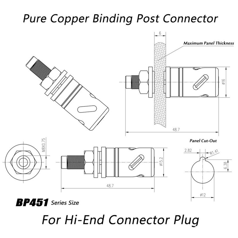 Amplifier Binding Post Soldering Free Pure Red Copper Rhodium Plated