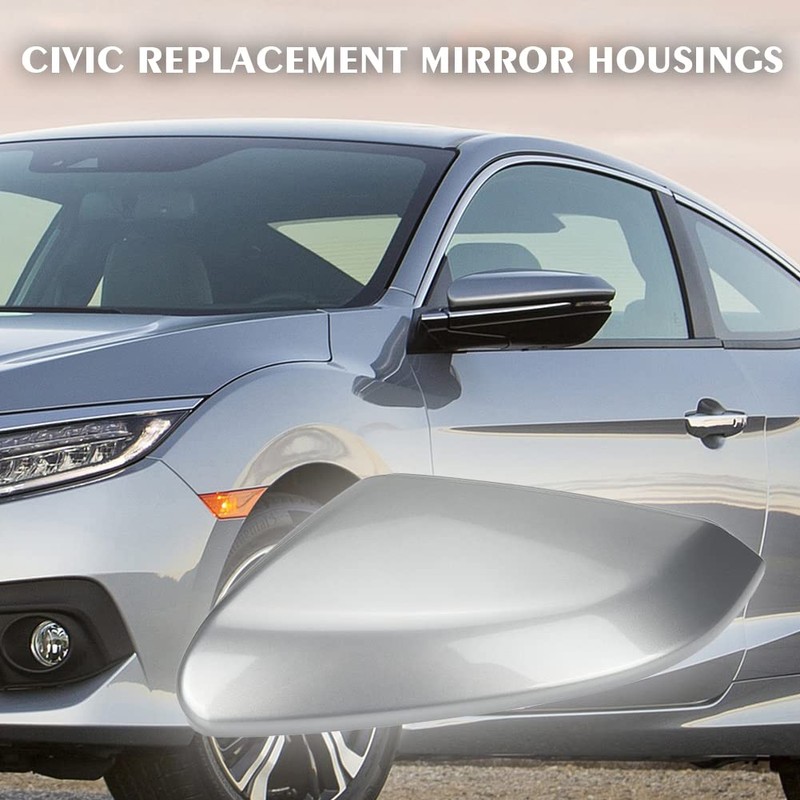 1 Pair Glossy Grey Side Mirror Cover Cap Housing Compatible