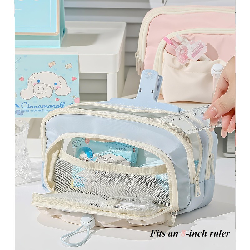 FINPAC Pencil Case, 5-Layer Large Capacity Pen Case with Drawstring,