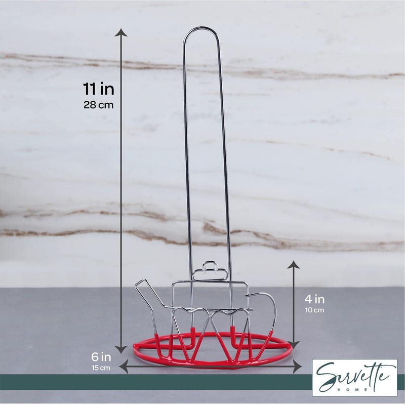 Wire Teapot Designed Paper Towel Holder - Red